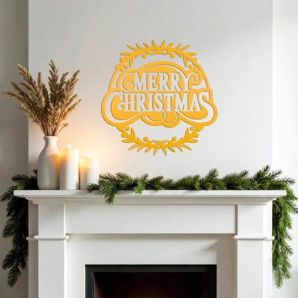 Metal Christmas Wreath Sign, Holiday Decor, Indoor, Outdoor