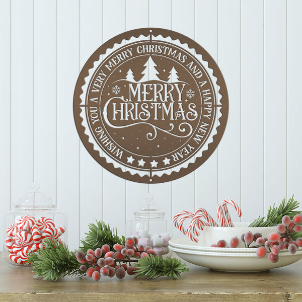 Decorative Merry Christmas and Happy New Year Metal Sign - Holiday Decor