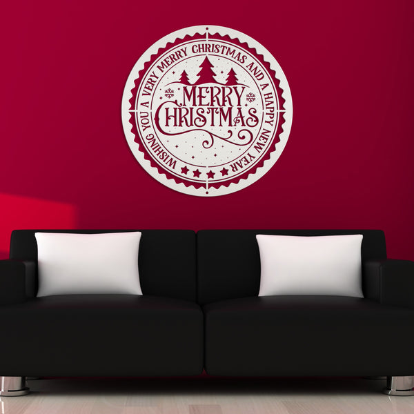 Decorative Merry Christmas and Happy New Year Metal Sign - Holiday Decor