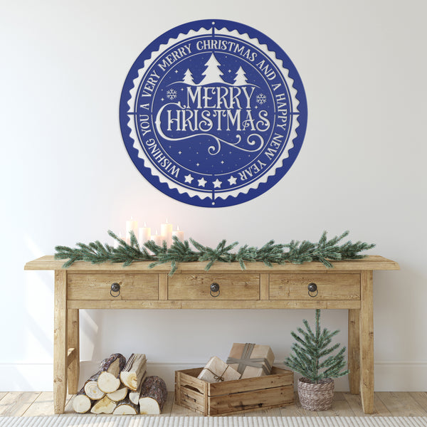 Decorative Merry Christmas and Happy New Year Metal Sign - Holiday Decor