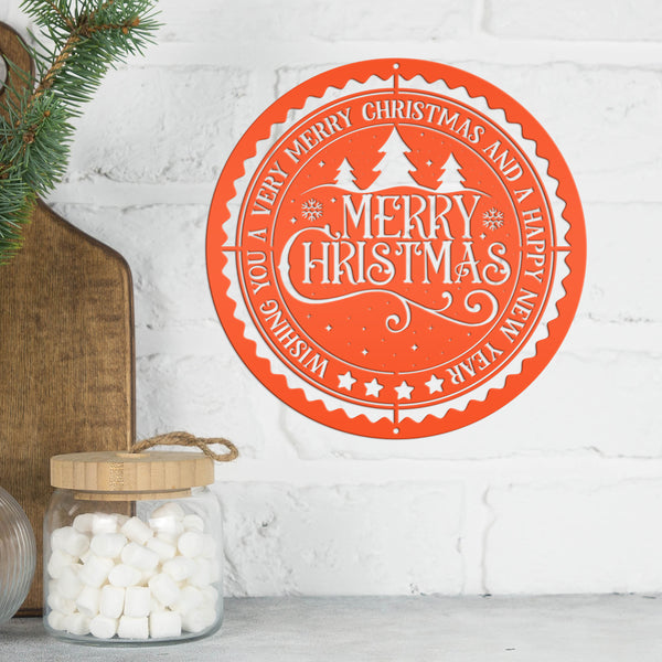 Decorative Merry Christmas and Happy New Year Metal Sign - Holiday Decor