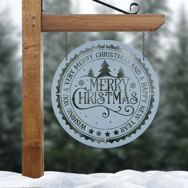 Decorative Merry Christmas and Happy New Year Metal Sign - Holiday Decor
