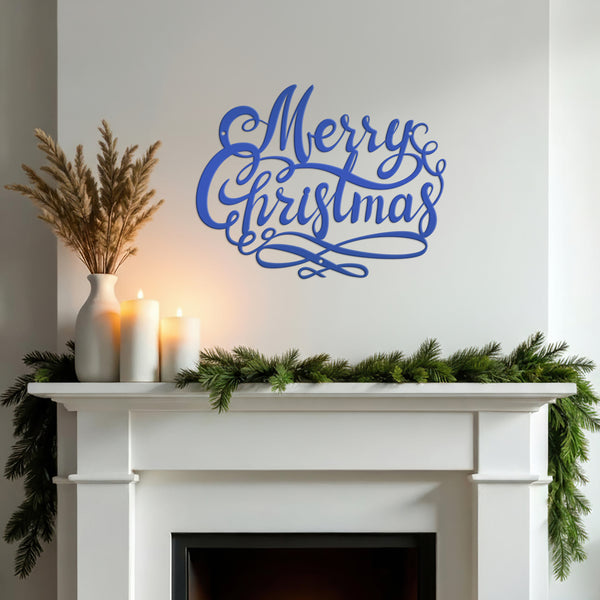 Swirl Merry Christmas Metal Sign - Christmas Decor