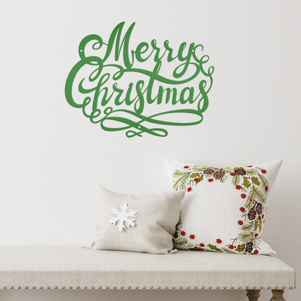 Swirl Merry Christmas Metal Sign - Christmas Decor