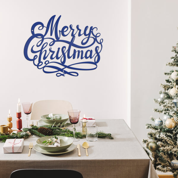 Swirl Merry Christmas Metal Sign - Christmas Decor