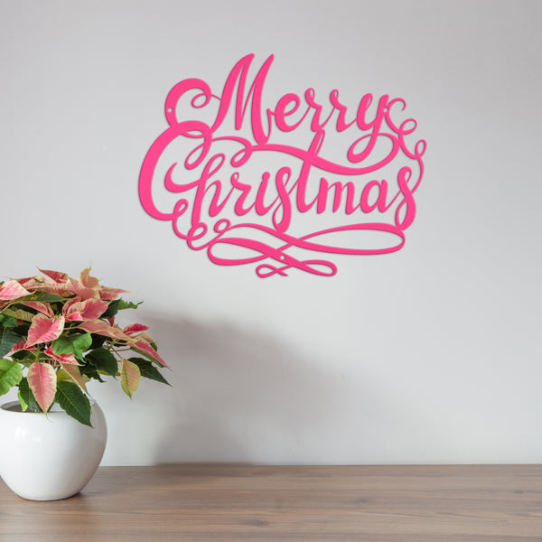 Swirl Merry Christmas Metal Sign - Christmas Decor