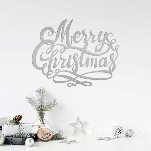 Swirl Merry Christmas Metal Sign - Christmas Decor