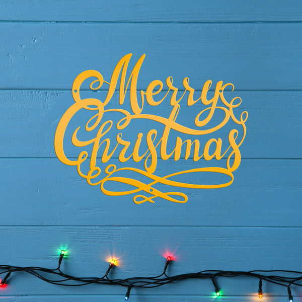 Swirl Merry Christmas Metal Sign - Christmas Decor