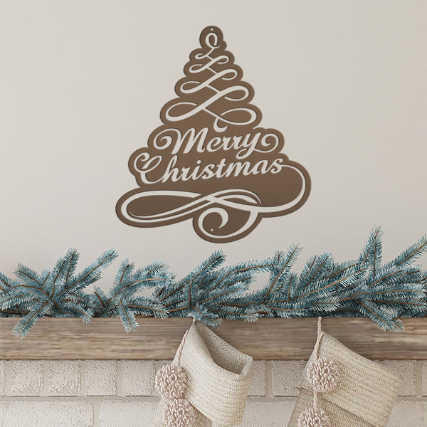 Merry Christmas Tree Metal Sign