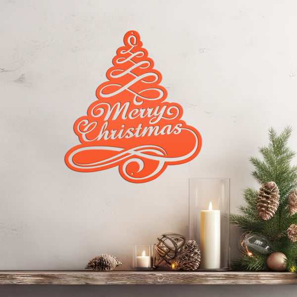 Merry Christmas Tree Metal Sign