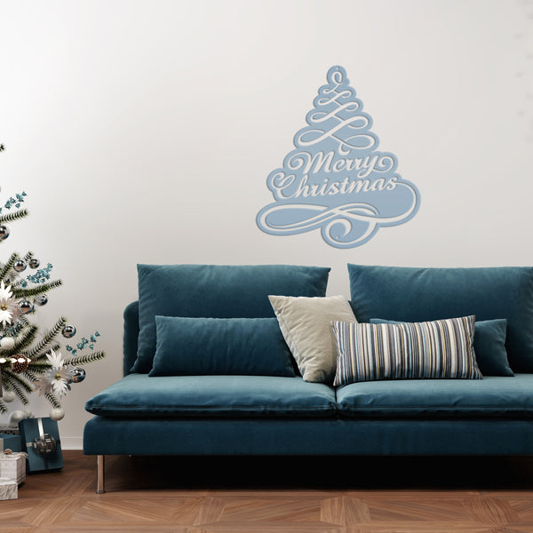 Merry Christmas Tree Metal Sign