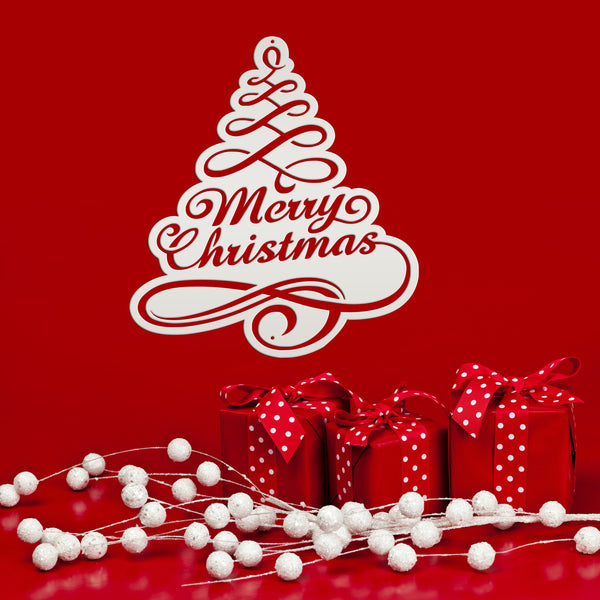 Merry Christmas Tree Metal Sign