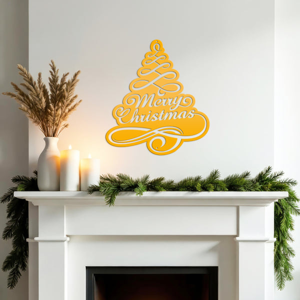 Merry Christmas Tree Metal Sign