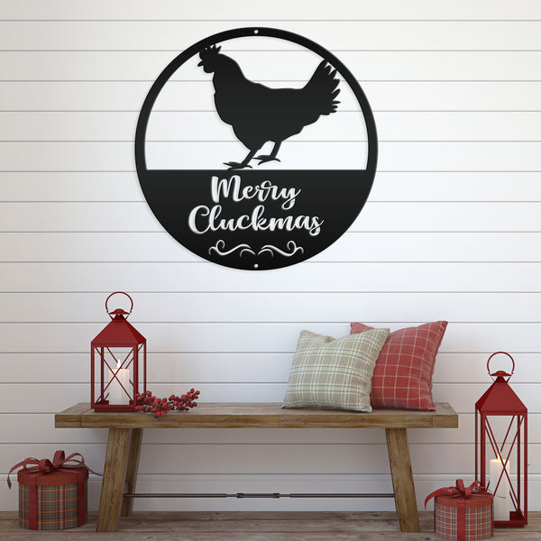 Metal Merry Cluckmas Christmas Sign - Christmas Decor - Chicken Decor - Christmas Farm - Cute Christmas Sign