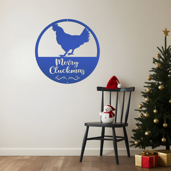 Metal Merry Cluckmas Christmas Sign - Christmas Decor - Chicken Decor - Christmas Farm - Cute Christmas Sign
