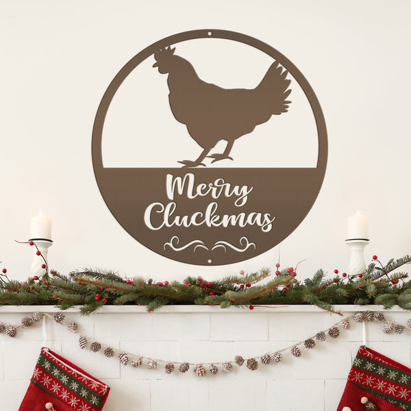 Metal Merry Cluckmas Christmas Sign - Christmas Decor - Chicken Decor - Christmas Farm - Cute Christmas Sign