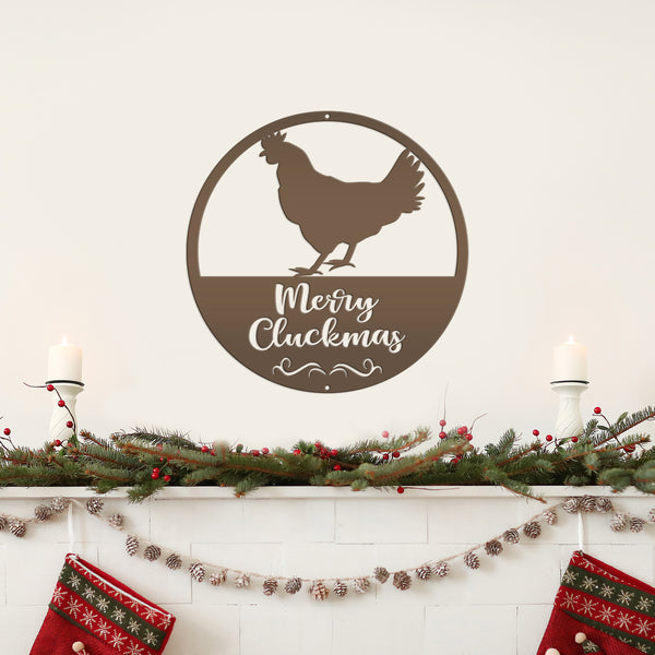 Metal Merry Cluckmas Christmas Sign - Christmas Decor - Chicken Decor - Christmas Farm - Cute Christmas Sign