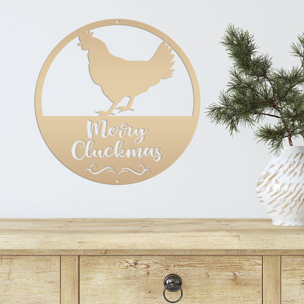 Metal Merry Cluckmas Christmas Sign - Christmas Decor - Chicken Decor - Christmas Farm - Cute Christmas Sign