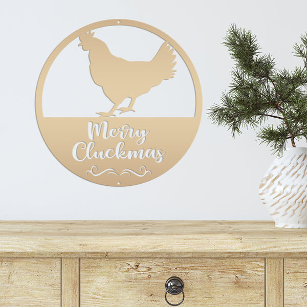 Metal Merry Cluckmas Christmas Sign - Christmas Decor - Chicken Decor - Christmas Farm - Cute Christmas Sign