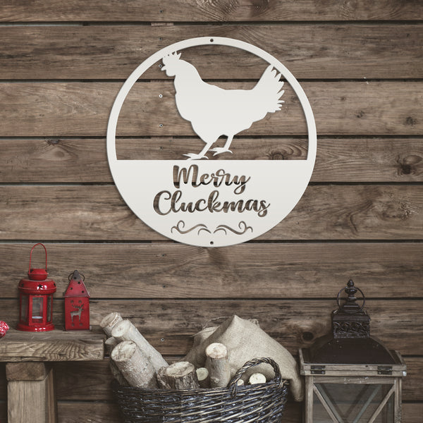 Metal Merry Cluckmas Christmas Sign - Christmas Decor - Chicken Decor - Christmas Farm - Cute Christmas Sign