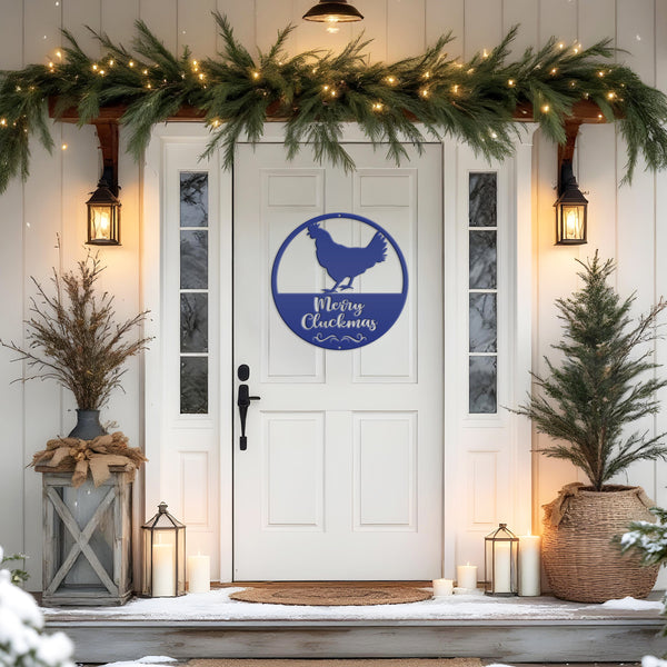 Metal Merry Cluckmas Christmas Sign - Christmas Decor - Chicken Decor - Christmas Farm - Cute Christmas Sign