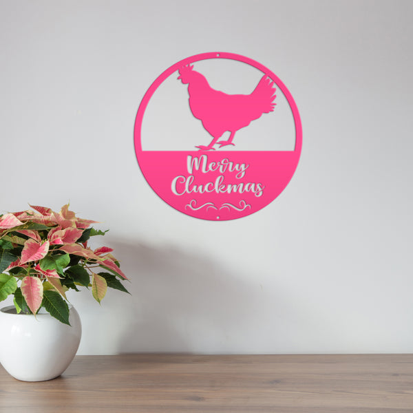 Metal Merry Cluckmas Christmas Sign - Christmas Decor - Chicken Decor - Christmas Farm - Cute Christmas Sign