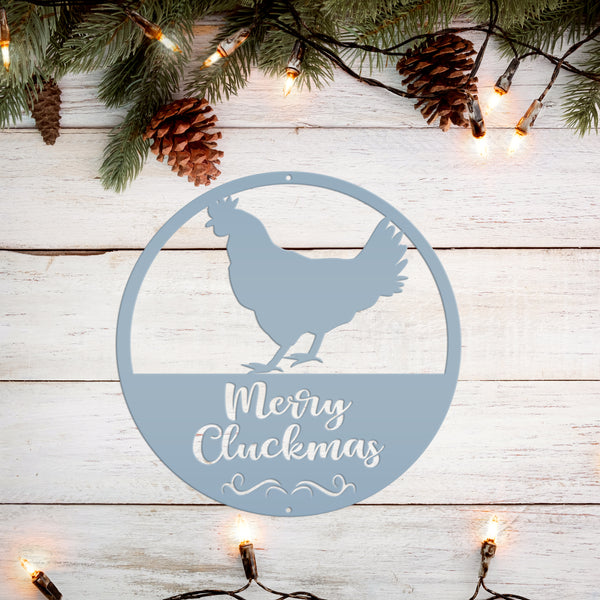 Metal Merry Cluckmas Christmas Sign - Christmas Decor - Chicken Decor - Christmas Farm - Cute Christmas Sign