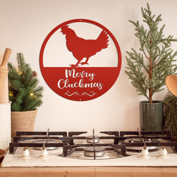 Metal Merry Cluckmas Christmas Sign - Christmas Decor - Chicken Decor - Christmas Farm - Cute Christmas Sign