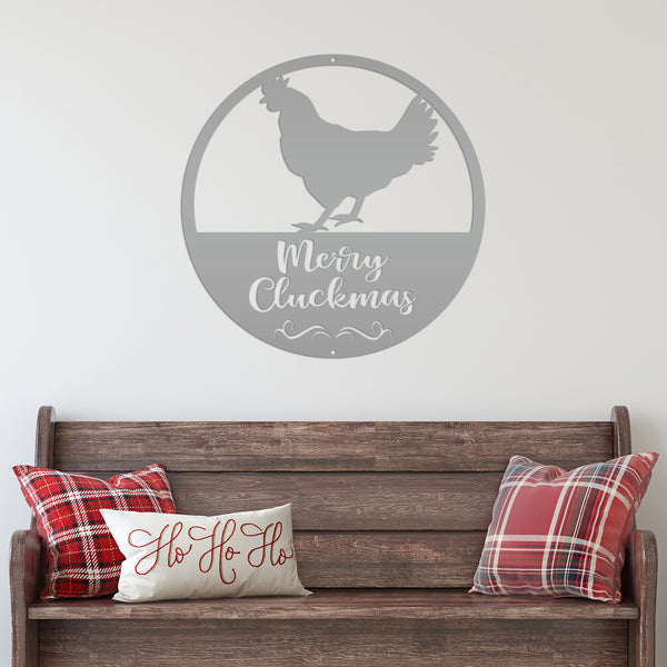 Metal Merry Cluckmas Christmas Sign - Christmas Decor - Chicken Decor - Christmas Farm - Cute Christmas Sign