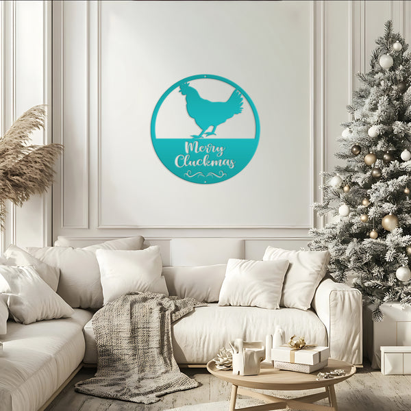 Metal Merry Cluckmas Christmas Sign - Christmas Decor - Chicken Decor - Christmas Farm - Cute Christmas Sign