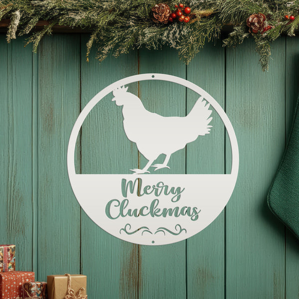 Metal Merry Cluckmas Christmas Sign - Christmas Decor - Chicken Decor - Christmas Farm - Cute Christmas Sign