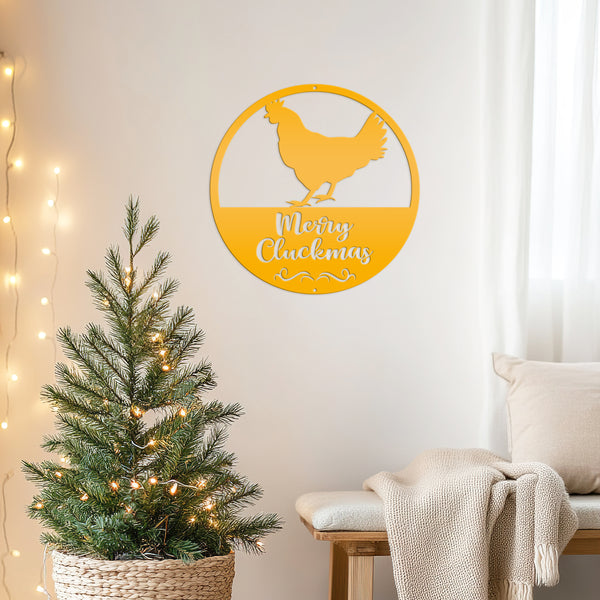 Metal Merry Cluckmas Christmas Sign - Christmas Decor - Chicken Decor - Christmas Farm - Cute Christmas Sign