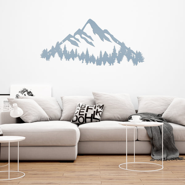 Mountain Range with Evergreen Trees Home Decor Metal Sign-Home Decor-Mountain Home Decor-Mountain Themed Cabin Decor