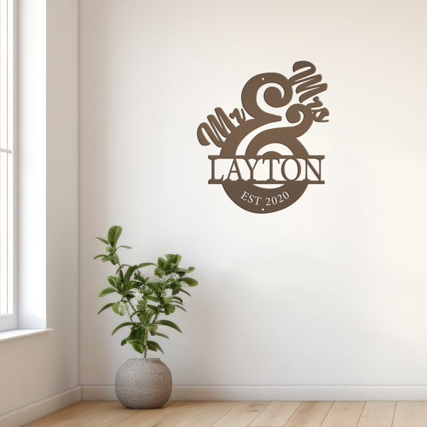 Personalized Last Name Sign, Mr. & Mrs. Sign, Wedding Gift Idea, Mr & Mrs Metal Name Wall Decor, Name Home Decor for Wall, Couples Name Wall Home Decor, Wedding Gift, Gift for Bride and Groom