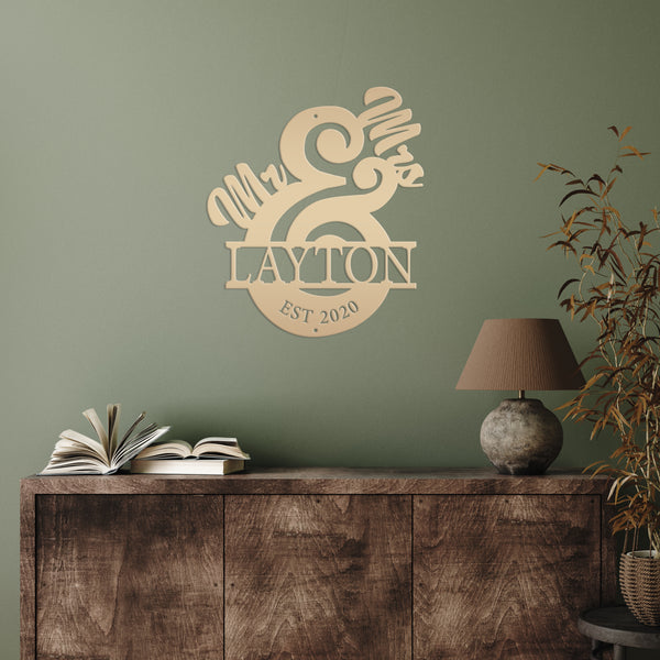 Personalized Last Name Sign, Mr. & Mrs. Sign, Wedding Gift Idea, Mr & Mrs Metal Name Wall Decor, Name Home Decor for Wall, Couples Name Wall Home Decor, Wedding Gift, Gift for Bride and Groom