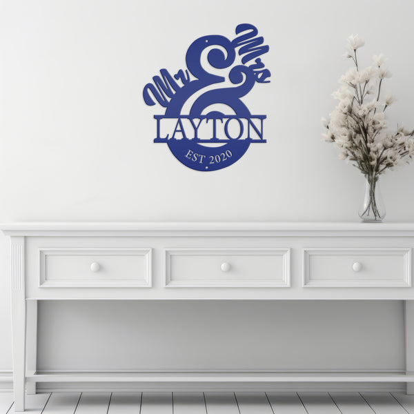 Personalized Last Name Sign, Mr. & Mrs. Sign, Wedding Gift Idea, Mr & Mrs Metal Name Wall Decor, Name Home Decor for Wall, Couples Name Wall Home Decor, Wedding Gift, Gift for Bride and Groom