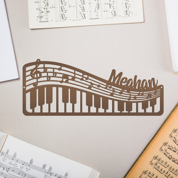 Personalized Music Staff & Piano Wall Art, Piano Wall Decor, Piano Themed Decor, Piano Shaped Sign, Personalized Music Sign, Piano Metal Sign