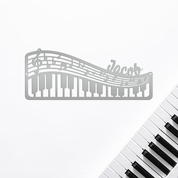 Personalized Music Staff & Piano Wall Art, Piano Wall Decor, Piano Themed Decor, Piano Shaped Sign, Personalized Music Sign, Piano Metal Sign