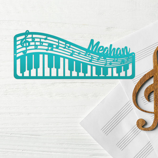 Personalized Music Staff & Piano Wall Art, Piano Wall Decor, Piano Themed Decor, Piano Shaped Sign, Personalized Music Sign, Piano Metal Sign