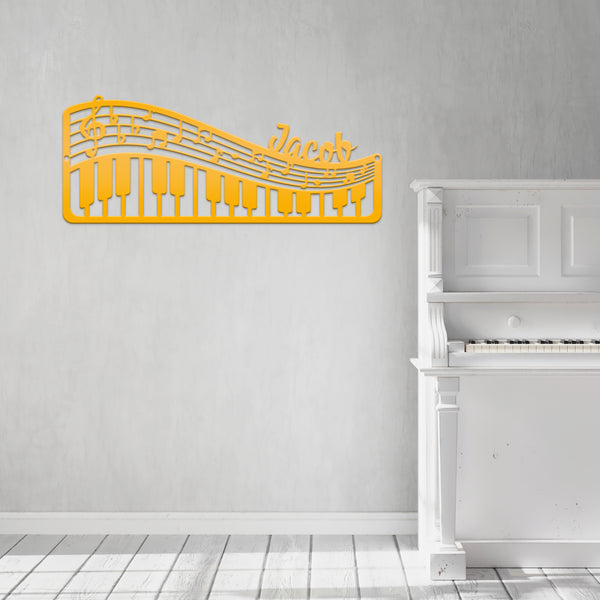 Personalized Music Staff and Piano Wall Art-Wall Decor-Piano Themed Decor-Piano Shaped Sign-Personalized Music Sign-Piano Metal Sign