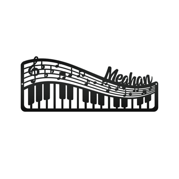 Personalized Music Staff and Piano Wall Art-Wall Decor-Piano Themed Decor-Piano Shaped Sign-Personalized Music Sign-Piano Metal Sign