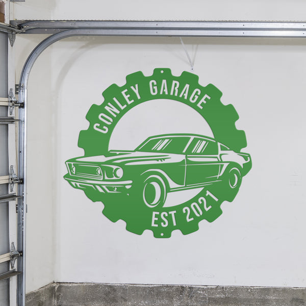 Metal Muscle Car Sign for the Garage, Metal Sign for the Garage, Fathers Day Gift, Gift for Grandpa or Dad, Garage Metal Wall Decor, Personalized Garage Sign