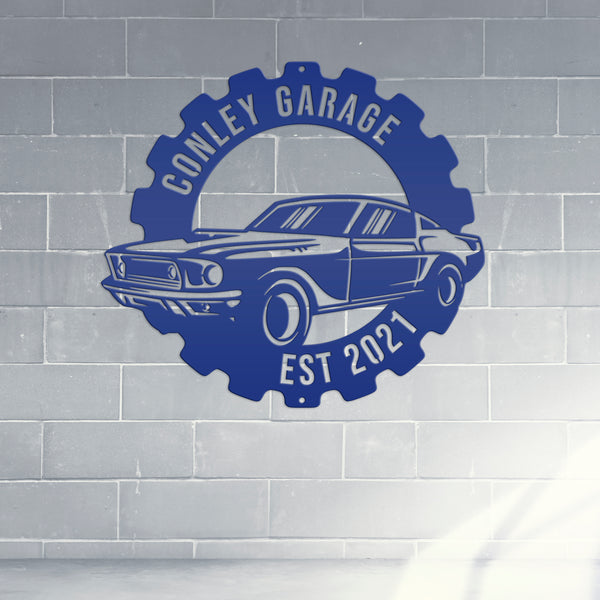 Metal Muscle Car Sign for the Garage, Metal Sign for the Garage, Fathers Day Gift, Gift for Grandpa or Dad, Garage Metal Wall Decor, Personalized Garage Sign