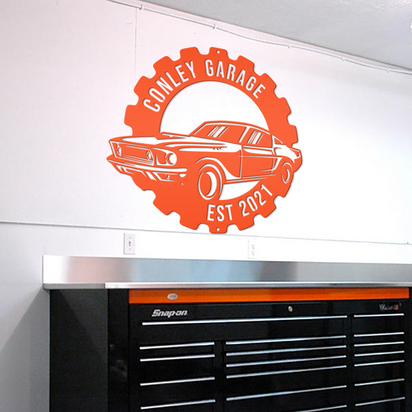 Metal Muscle Car Sign for the Garage, Metal Sign for the Garage, Fathers Day Gift, Gift for Grandpa or Dad, Garage Metal Wall Decor, Personalized Garage Sign