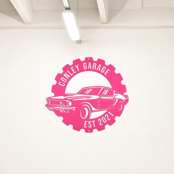 Metal Muscle Car Sign for the Garage, Metal Sign for the Garage, Fathers Day Gift, Gift for Grandpa or Dad, Garage Metal Wall Decor, Personalized Garage Sign