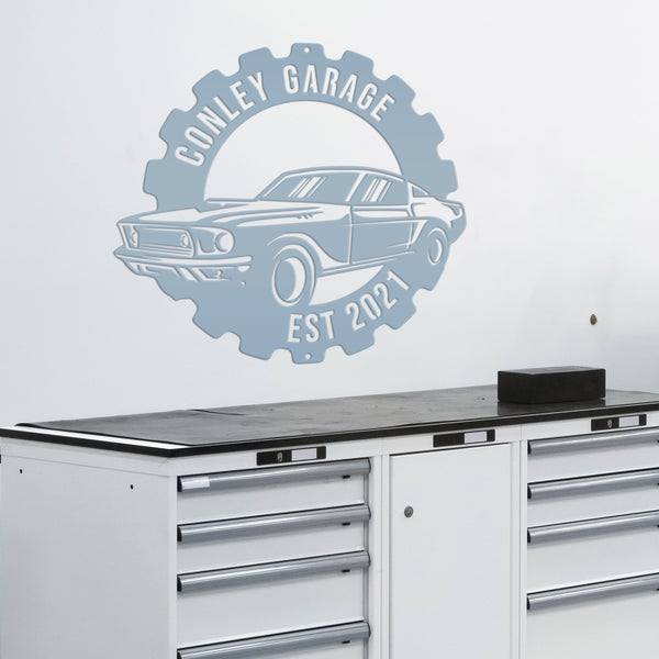 Metal Muscle Car Sign for the Garage, Metal Sign for the Garage, Fathers Day Gift, Gift for Grandpa or Dad, Garage Metal Wall Decor, Personalized Garage Sign