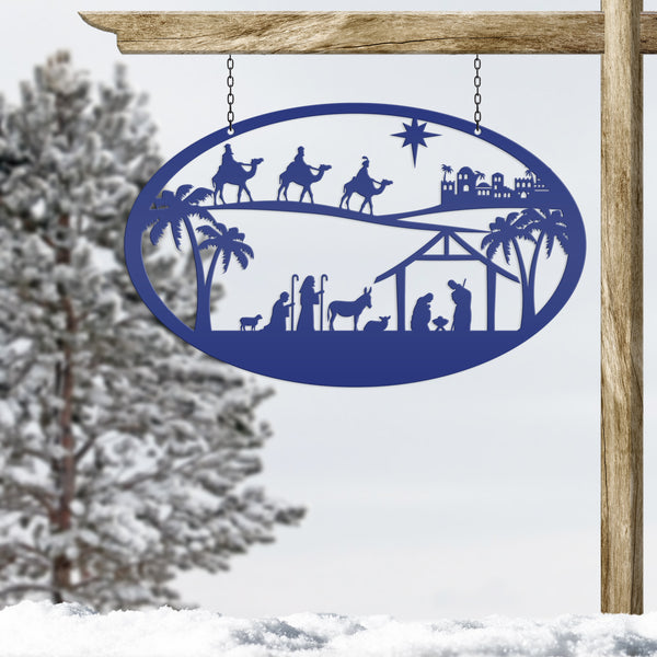 Metal Outdoor Christmas Nativity Scene Sign, Christian Christmas Decor