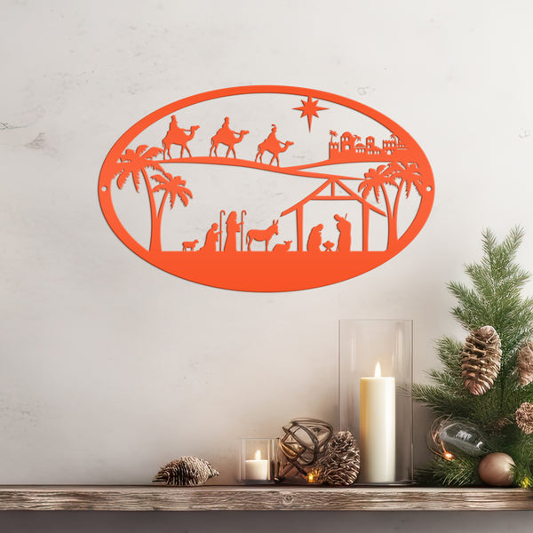 Metal Outdoor Christmas Nativity Scene Sign, Christian Christmas Decor