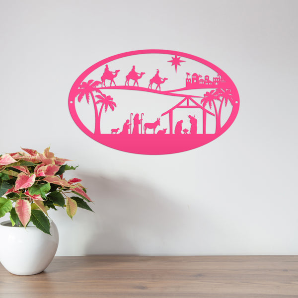 Metal Outdoor Christmas Nativity Scene Sign, Christian Christmas Decor