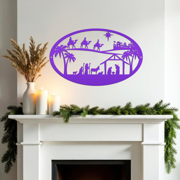Metal Outdoor Christmas Nativity Scene Sign, Christian Christmas Decor